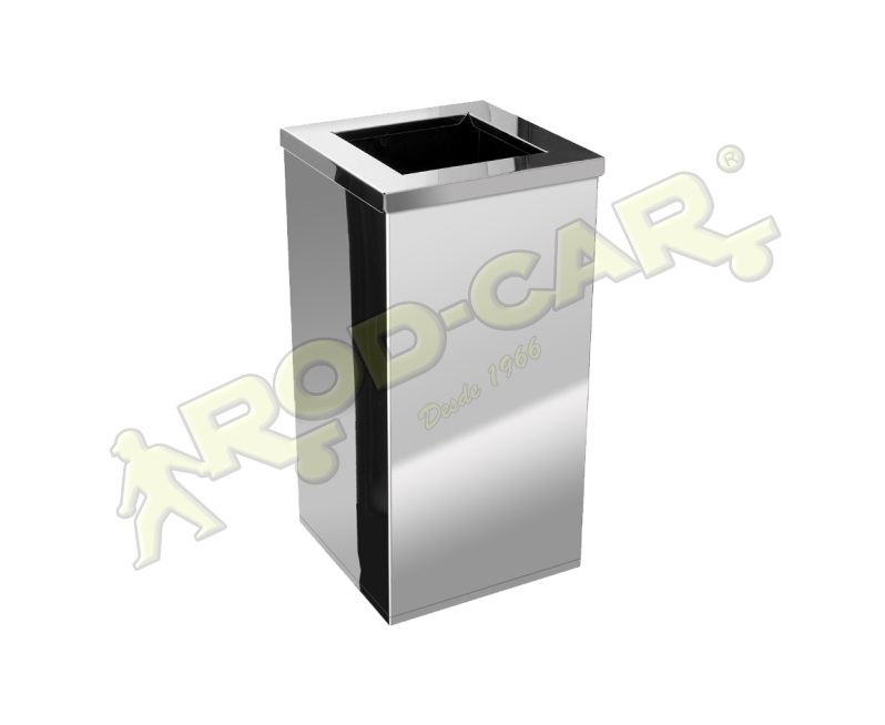 LIXEIRA QUADRADA COM ARO 50L INOX 