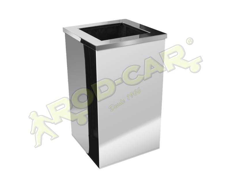 LIXEIRA QUADRADA COM ARO 100L INOX 