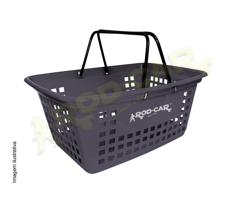 CESTA PLÁSTICA-G CINZA COM ALÇA DE ARAME