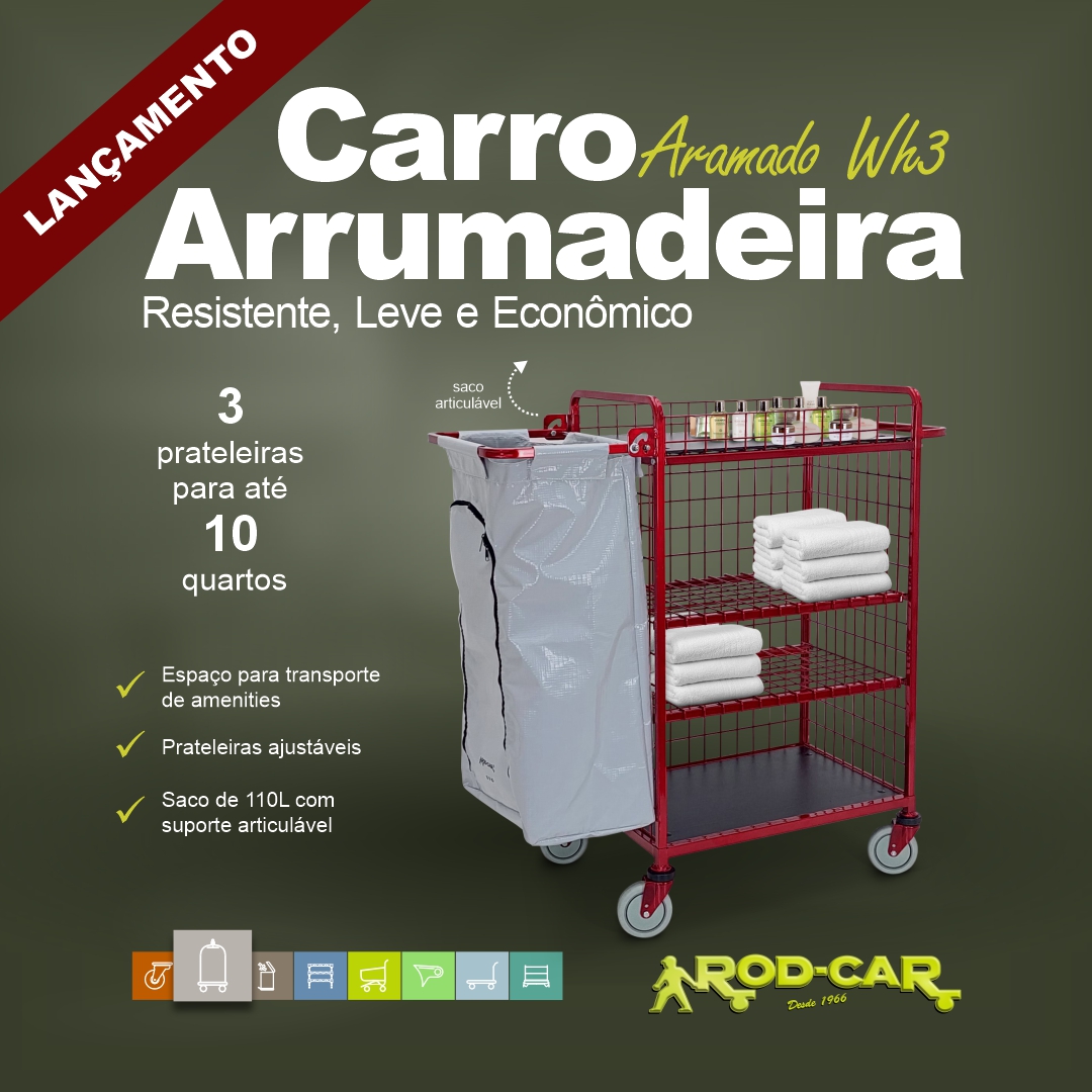 Carro arrumadeira aramado WH3A-B