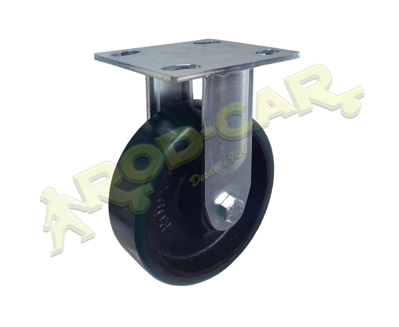 Rodízio Fixo FSR 62 UFKV, Roda de Poliuretano Moldado e Placa de Fixação – Linha Standard Rod-Car